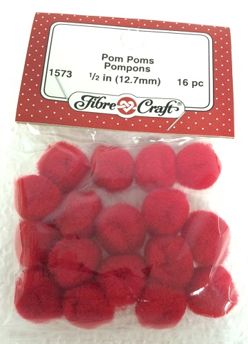 1/2'' Red Pom Poms Pompoms Embellishments (32 pieces)
