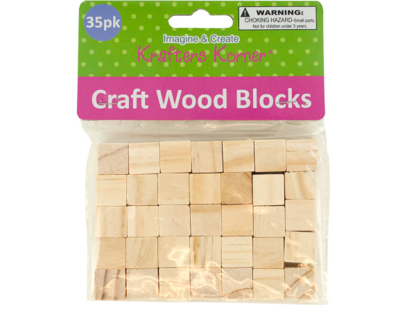 35-piece Natural Wooden Craft Unfinished Hardwood Wood Blocks/Squares/Cubes
