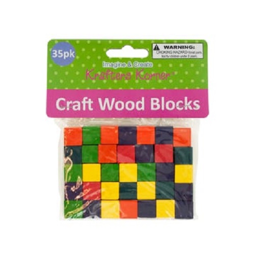 35-Piece Colored Wooden Craft Blocks/Squares/Cubes
