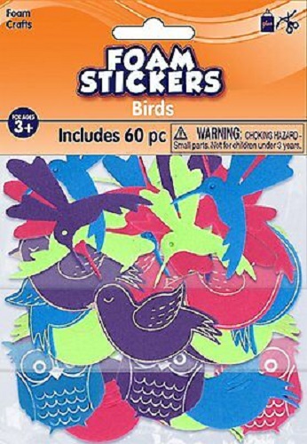 60 Pack Foam Bird Stickers