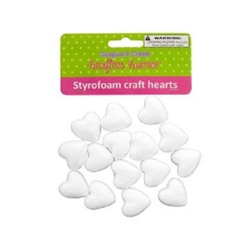 15 Pack 1'' Styrofoam Craft Hearts