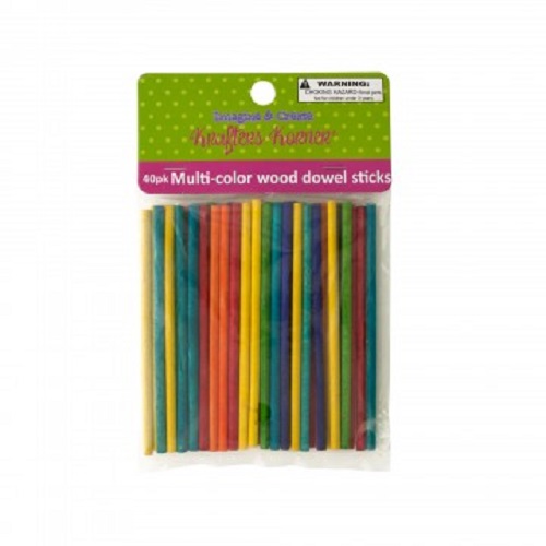 40 Multi-Color Wood Dowel Sticks