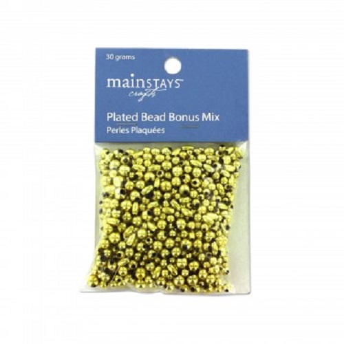 Gold Colored Plastic Beads (30 Grams)
