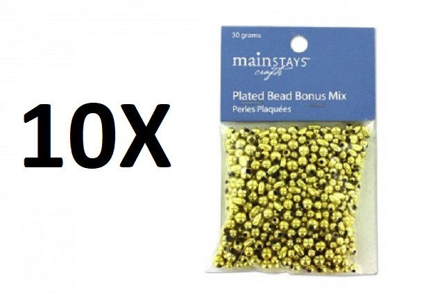 Gold Colored Plastic Beads (10X 30 Gram Packs)