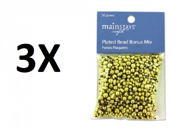 Gold Colored Plastic Beads (3X 30 Gram Packs)