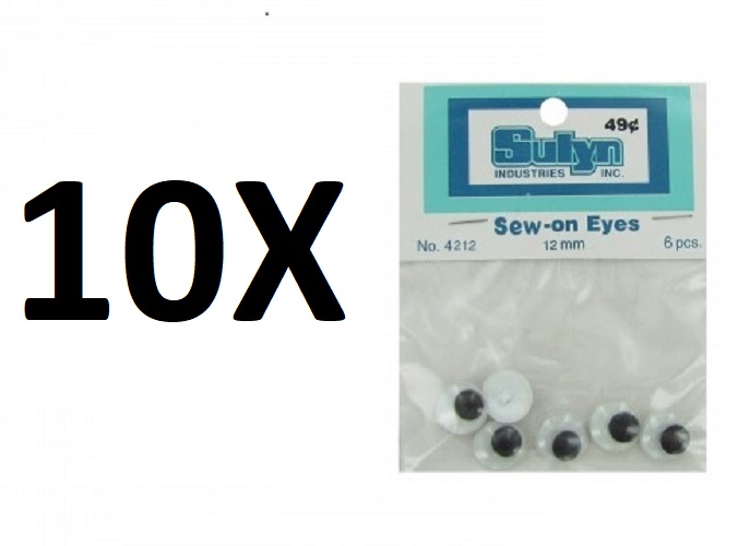 6 Pack Sew-on Wiggly Eyes (10 Packs