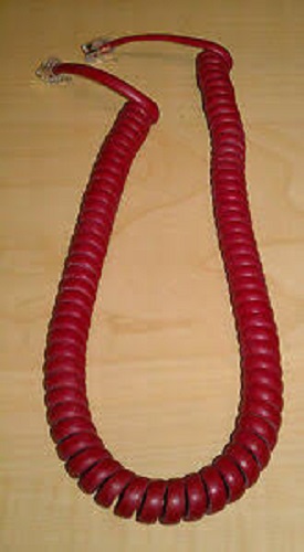 5X Red Coiled Phone Telephone Handset Cord Cable w/ RJ11 Connectors