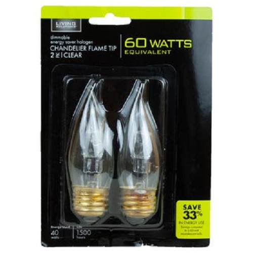 2 Pack 40W Chandelier Bulbs with Medium Base
