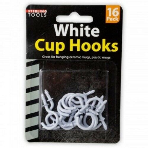 White Cup Hooks (16 pack) - Great for Hanging Mugs!