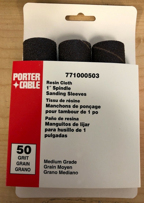 Porter Cable 1'' x 4.5'' 50 Grit Spindle Resin Cloth Sanding Sleeve (3 pk)