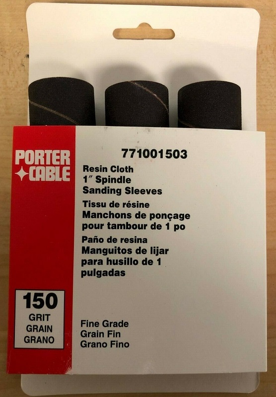 Porter Cable 1'' x 4.5'' 150 Grit Spindle Resin Cloth Sanding Sleeve (3 pk)