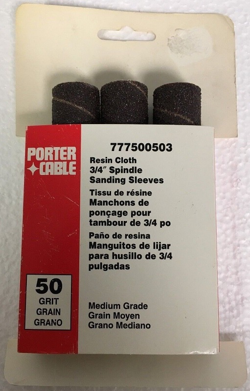 Porter Cable 3/4'' x 4.5'' 50 Grit Spindle Resin Cloth Sanding Sleeve (3 pk)