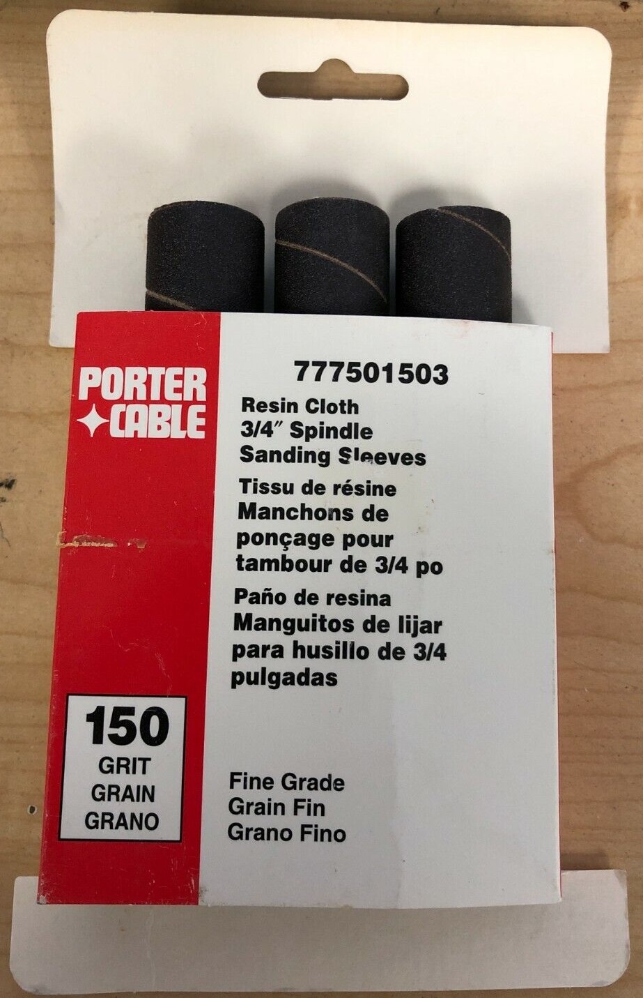 Porter Cable 3/4'' x 4.5'' 150 Grit Spindle Resin Cloth Sanding Sleeve (3 pk)