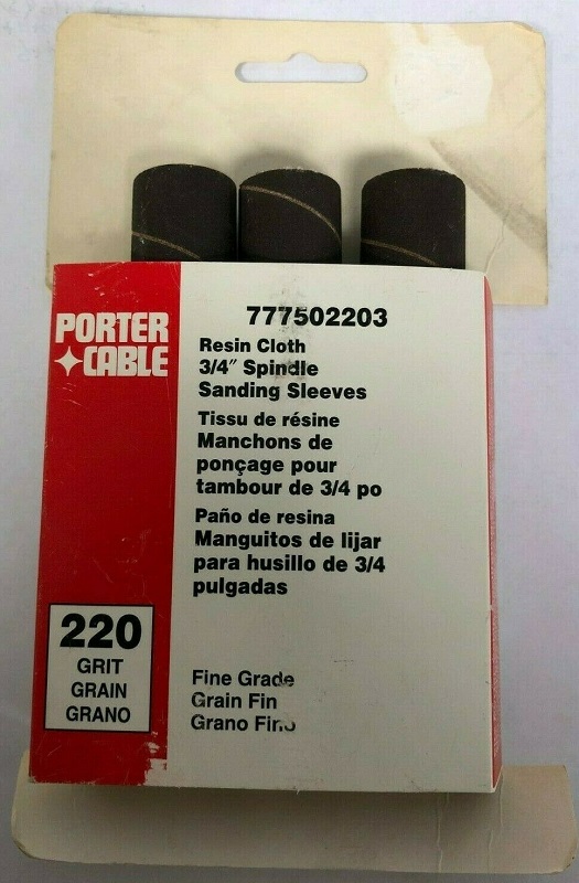 Porter Cable 3/4'' x 4.5'' 220 Grit Spindle Resin Cloth Sanding Sleeve (3 pk)