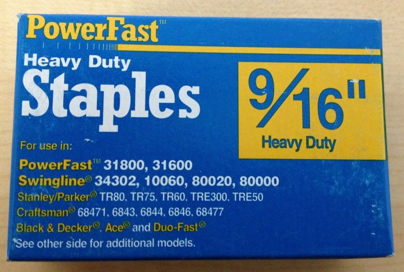 2X Powerfast 9/16'' Heavy Duty Staples 36810 (2x 1000 Count Boxes)
