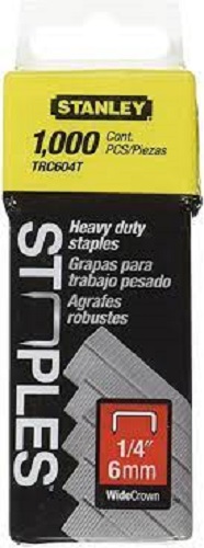 Stanley TRC604T 1/4'' Heavy Duty Wide Crown Staples (1000 ct Pack)