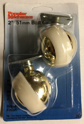Popular Mechanics 2'' (51mm) Plate Type Ball Casters (set of 2) w/ Brass Finish
