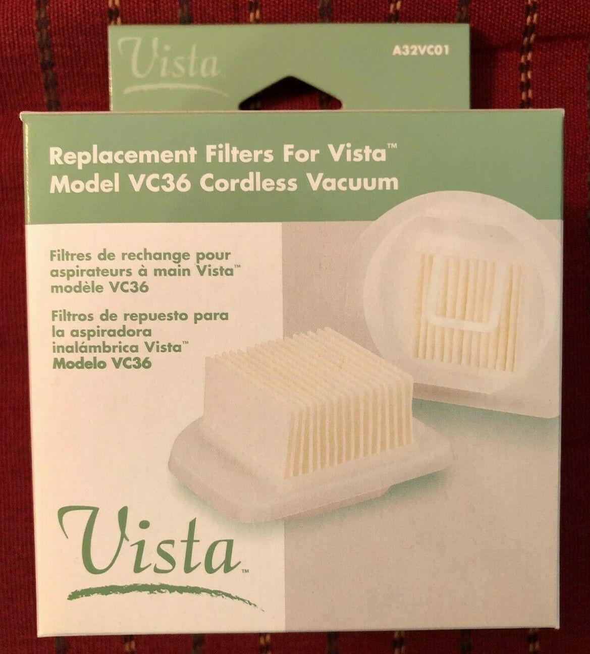 2-Pk Vista Replacement Filters For Ryobi Vista Model VC36 Cordless Vacuums