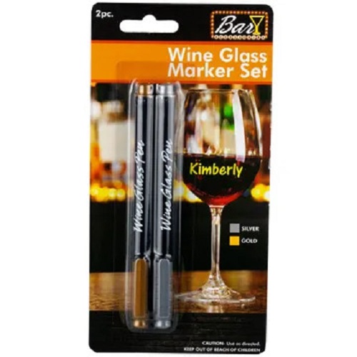 2 Piece Wine Glass Markers Set (Silver and Gold)