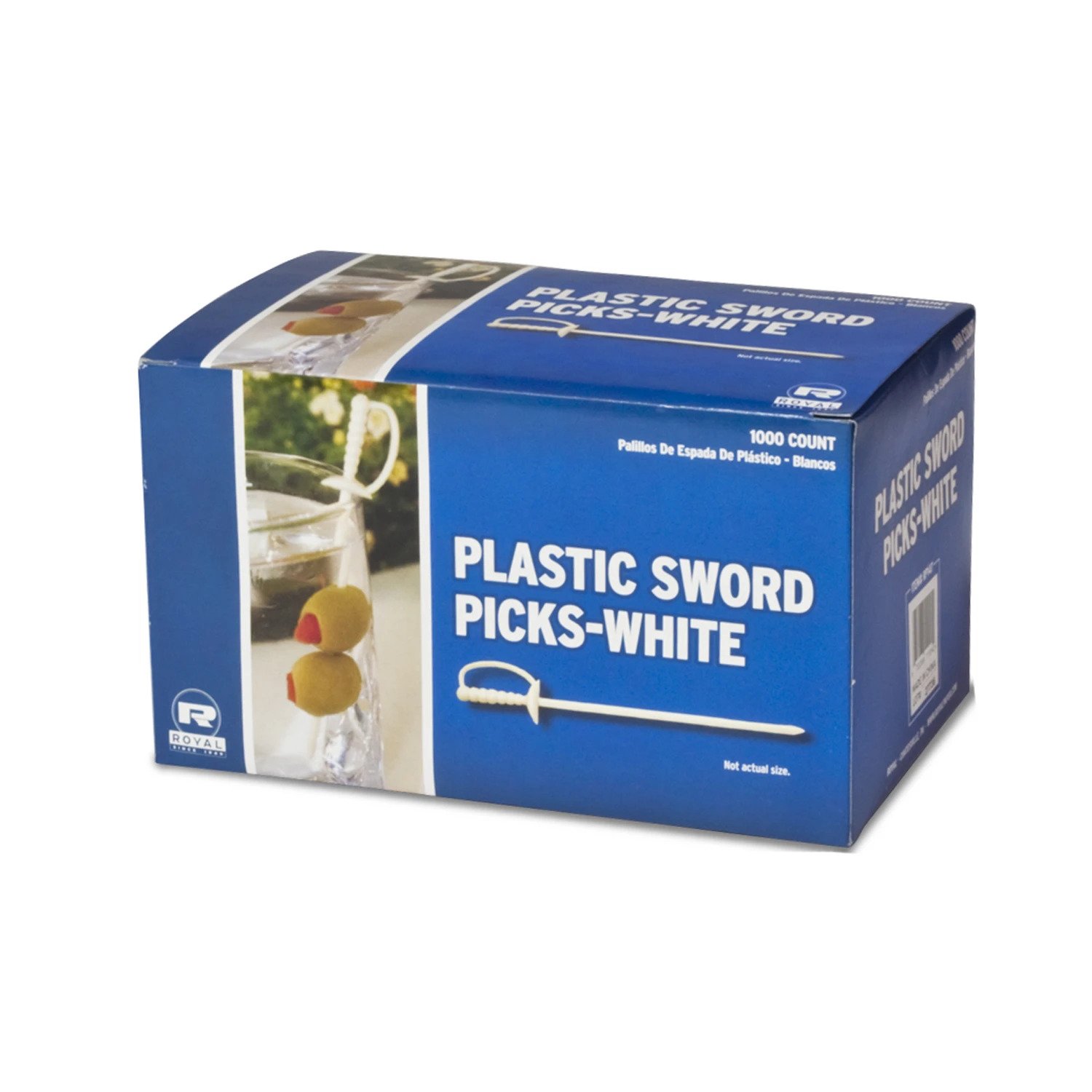 Royal Paper 1000/Box White Plastic Sword 3.25'' Food Picks