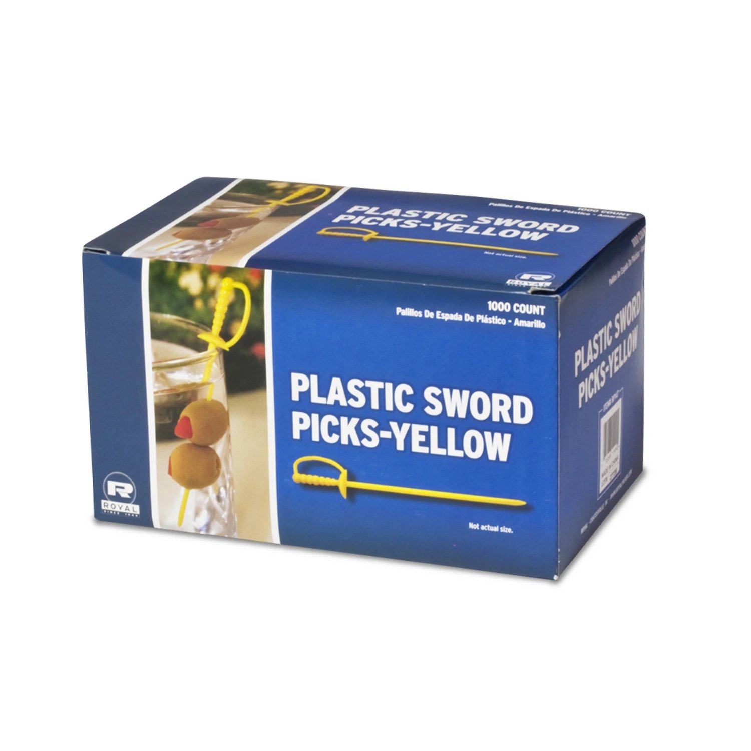 Royal Paper 1000/Box Yellow Plastic Sword 3.25'' Food Picks