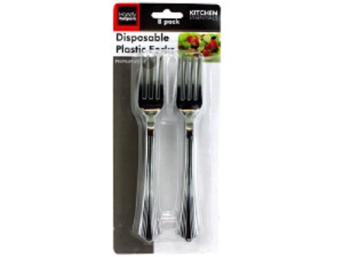 8 Disposable Faux Silverware Plastic Forks