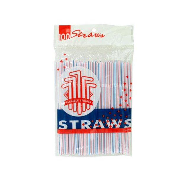 100 Plastic 8'' Flexible Flex Straws
