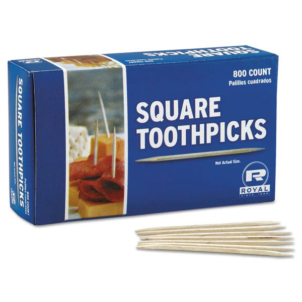Royal Square Toothpicks (2x 800 Ct Boxes)