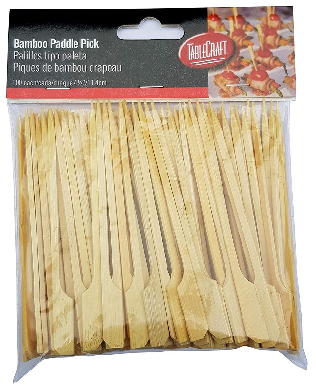 100 4.5'' Bamboo Paddle Picks Toothpicks Skewers