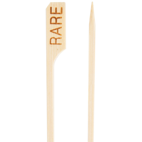 Tablecraft ''Rare'' 3 1/2'' Bamboo Meat Markers - 100/Pack
