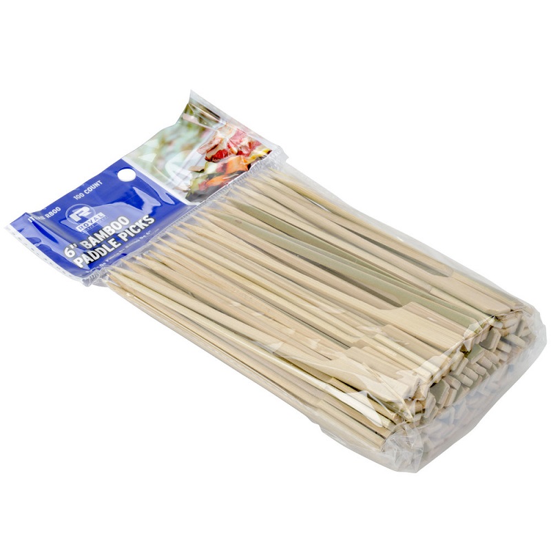 100 6'' Bamboo Paddle Picks Toothpicks Skewers