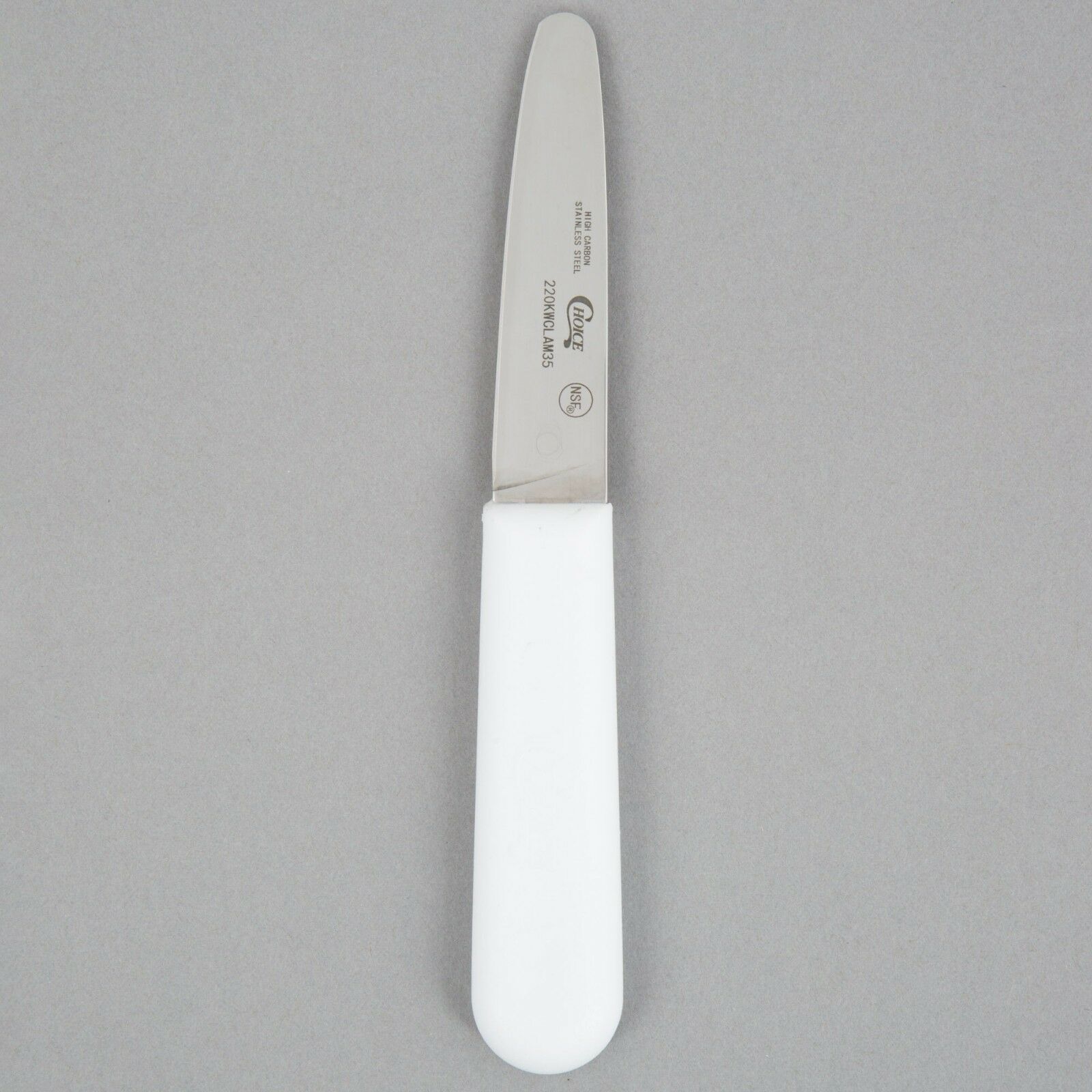 3 1/4'' White Stainless Steel Clam Knife