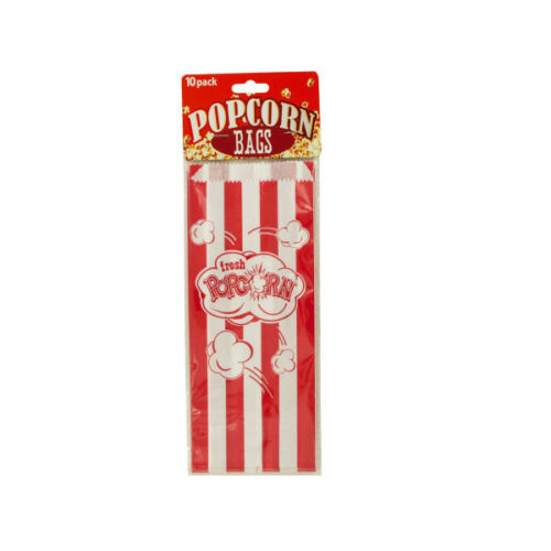 Striped Paper Popcorn Bags (10 Pack)