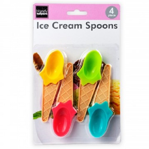 4 Pack Ice Cream Cone Shaped Spoons - Great for Parties!