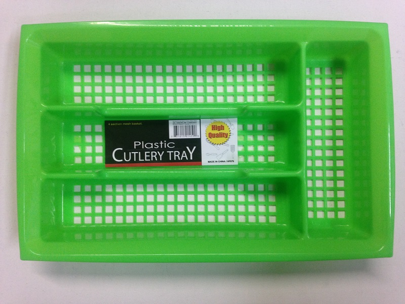 Plastic Cutlery Tray - 4 Sections with Mesh Bottom