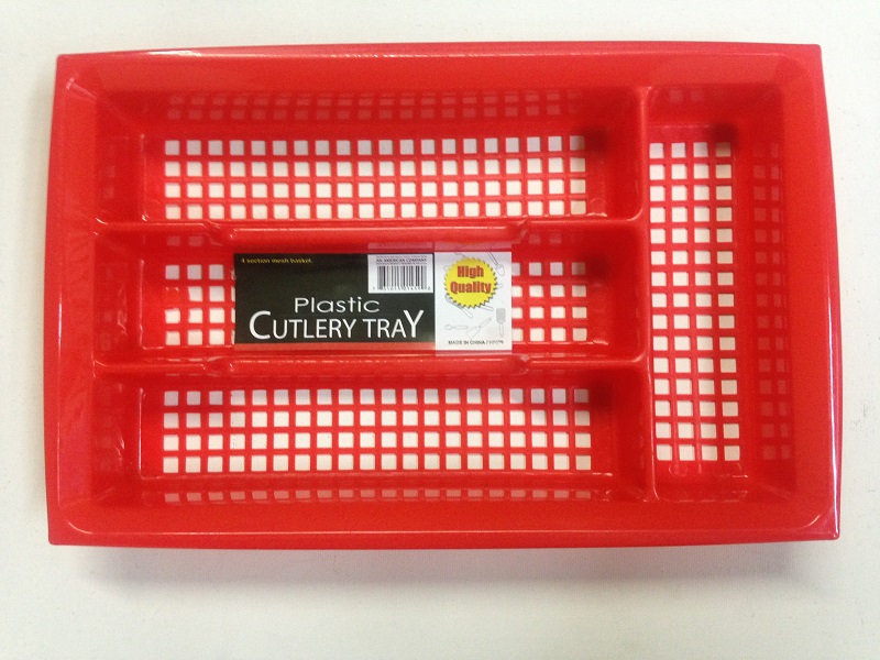 Plastic Cutlery Tray - 4 Sections with Mesh Bottom