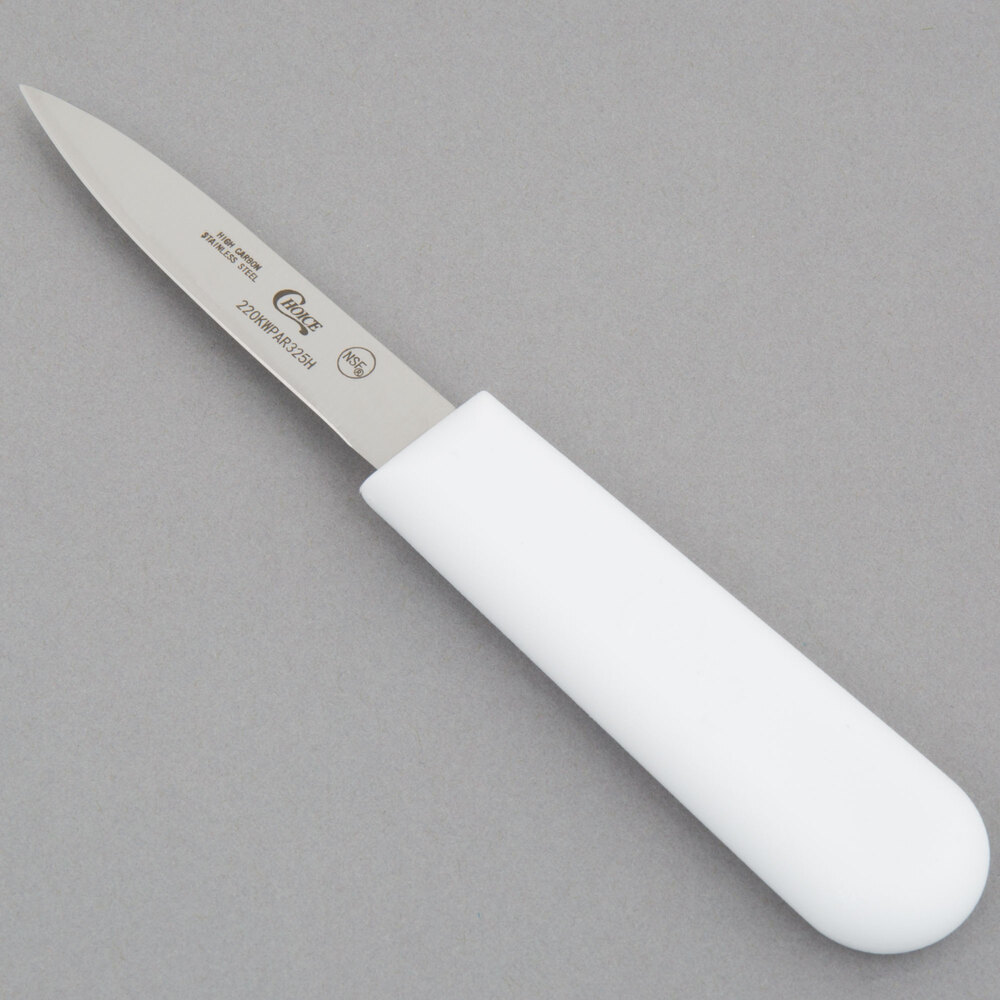 3 1/4'' Smooth Edge Paring Knife with White Handle