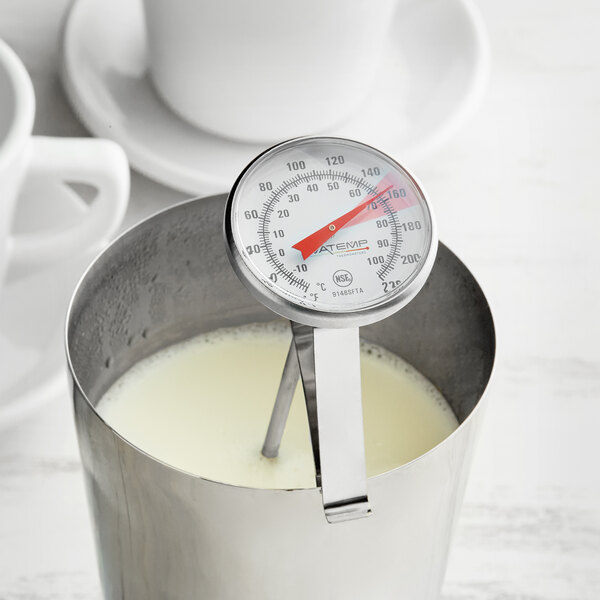 8'' Hot Beverage/Milk Frothing Thermometer - 0 to 220 Degrees Fahrenheit