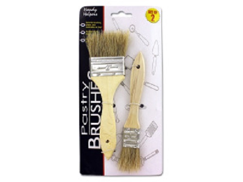 2 Piece Wood Pastry Brush Set with Natural Bristles