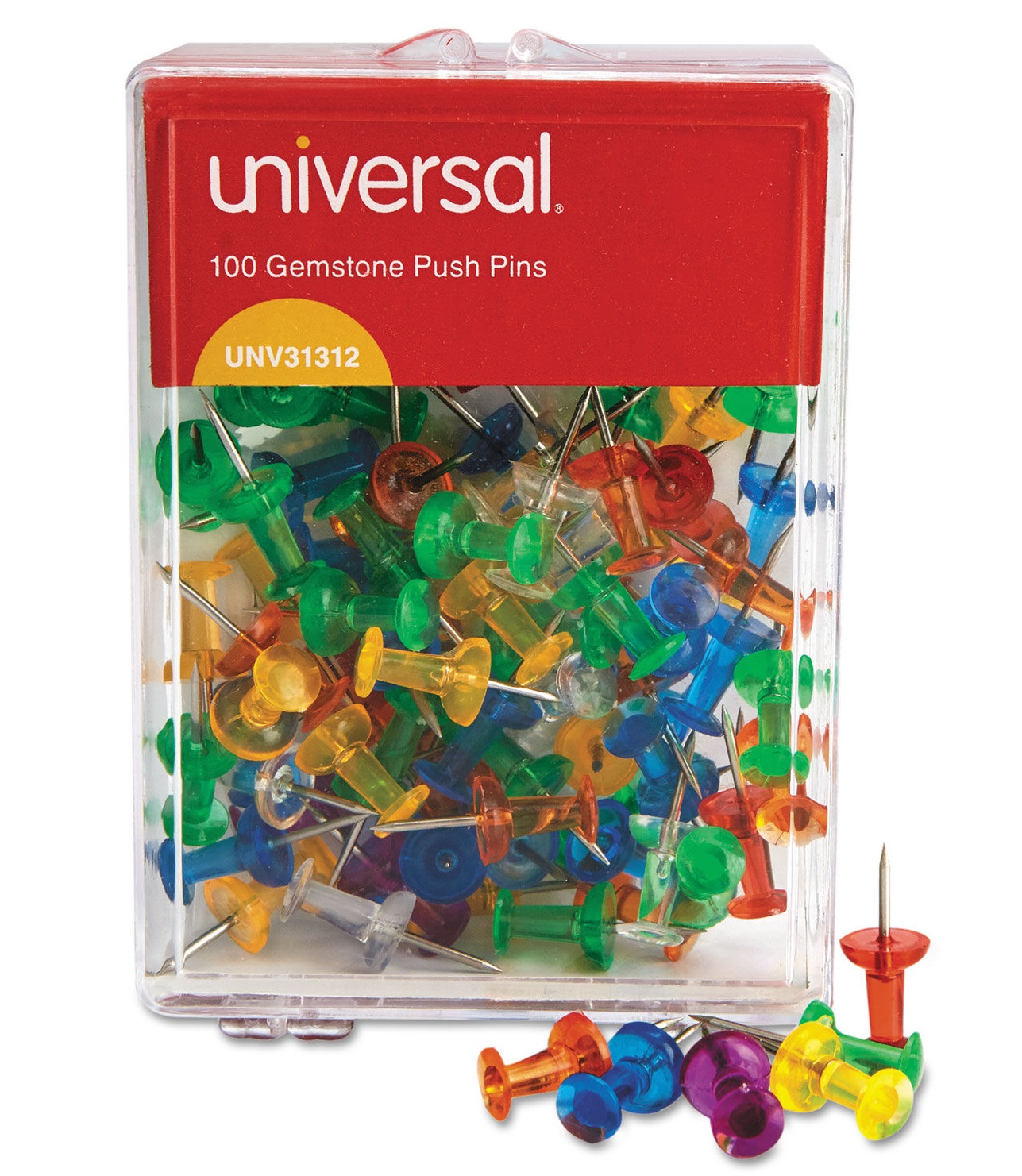 100 Count Push Pins In Assorted Colors