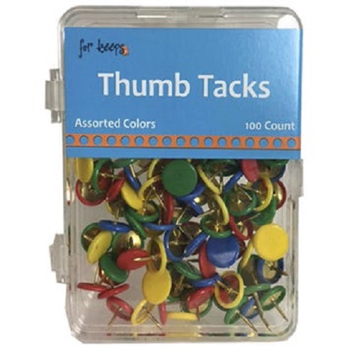100 Count Thumb Tacks in Assorted Colors