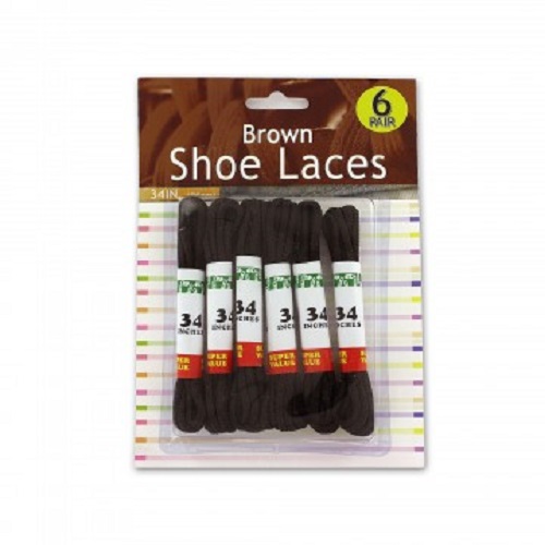 Brown Nylon Shoe Laces 34'' - Pack of 6