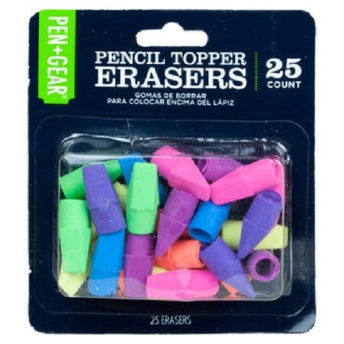 25 Pack 1'' Pencil Topper Erasers