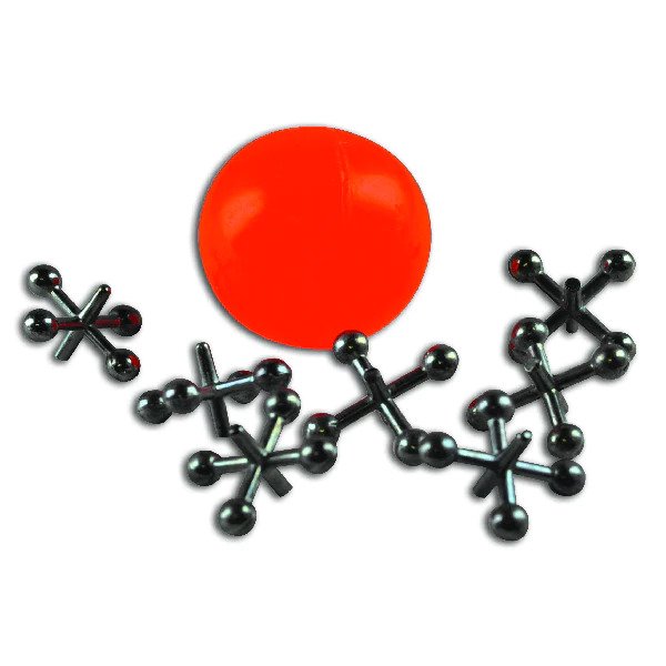 Classic Fun Toy Game with 8 Metal Jacks and 1 Red Rubber Ball