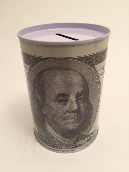 $100 Dollar Bill Tin Money Coin Bank