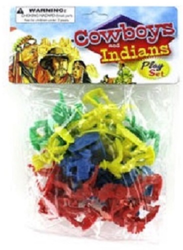 40-Piece Toy Cowboys and Indians Plastic Action Figures Playset