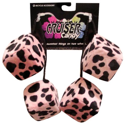 Cruiser Candy Bicycle Bike Accessory Fuzzy Dice (Pink Dalmatian 4 Pack)